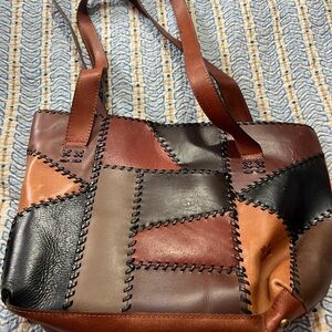 Patricia Nash brown leather patchwork purse